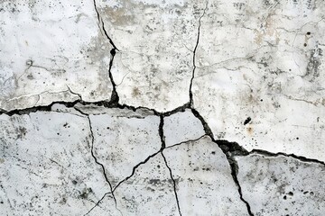 Obraz premium Detailed cracked white surface texture, providing a raw and distressed appearance, ideal for industrial and architectural backgrounds.