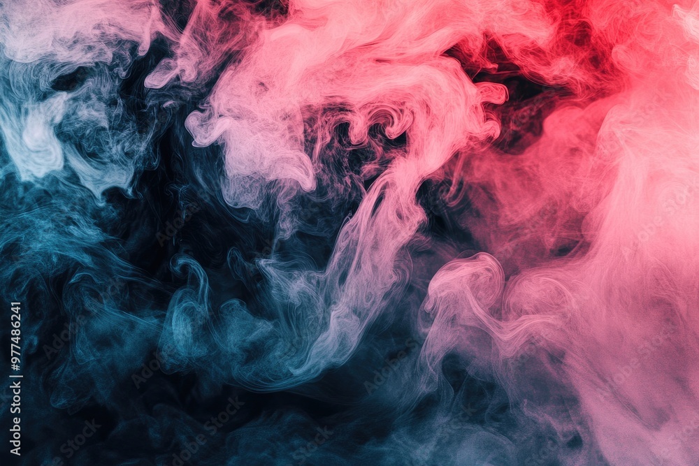 Poster a mesmerizing blend of colorful smoke swirling in dynamic patterns, perfect for creative backgrounds