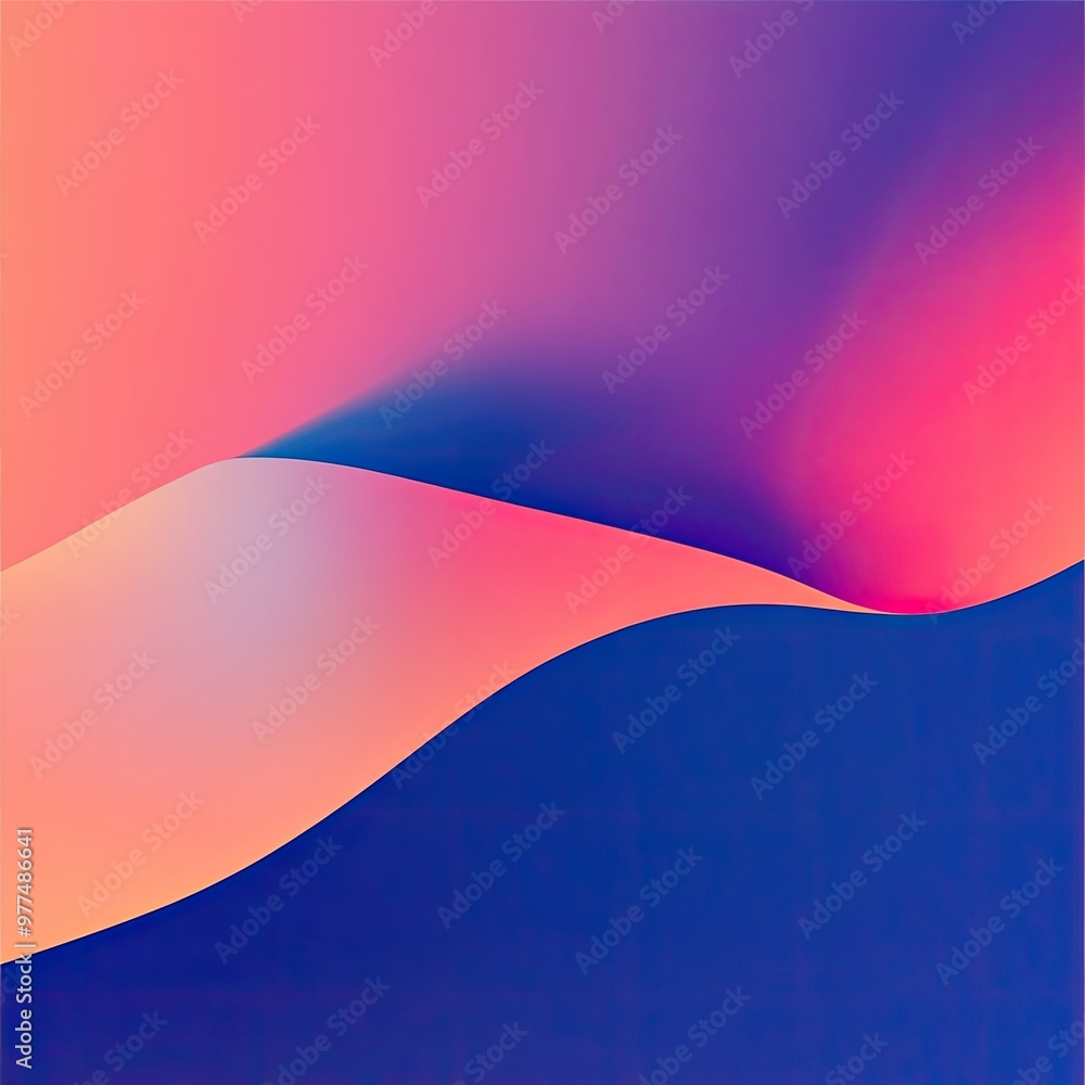Poster a vibrant abstract background featuring smooth gradient waves in soft hues of pink and blue, perfect