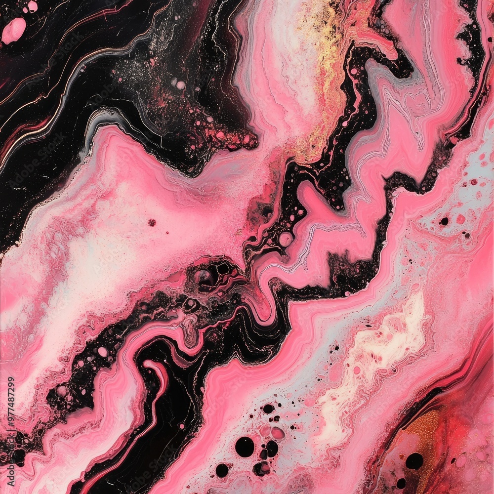 Poster abstract pink marble background with fluid shapes and striking patterns. ideal for creative projects