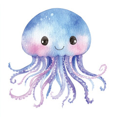 Jellyfish watercolor clipart illustration isolated