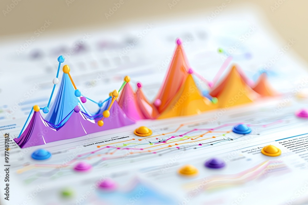 Poster colorful graph data presentation showcasing trends and analysis for business insights and performanc