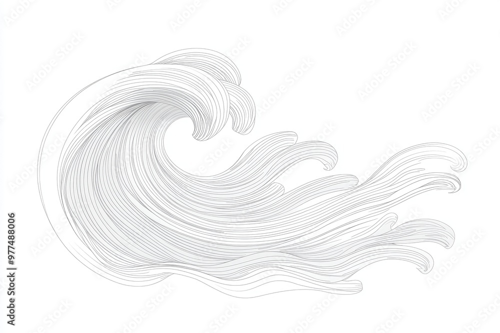 Poster elegant and dynamic wave illustration showcasing fluid lines and serene movement, perfect for ocean-