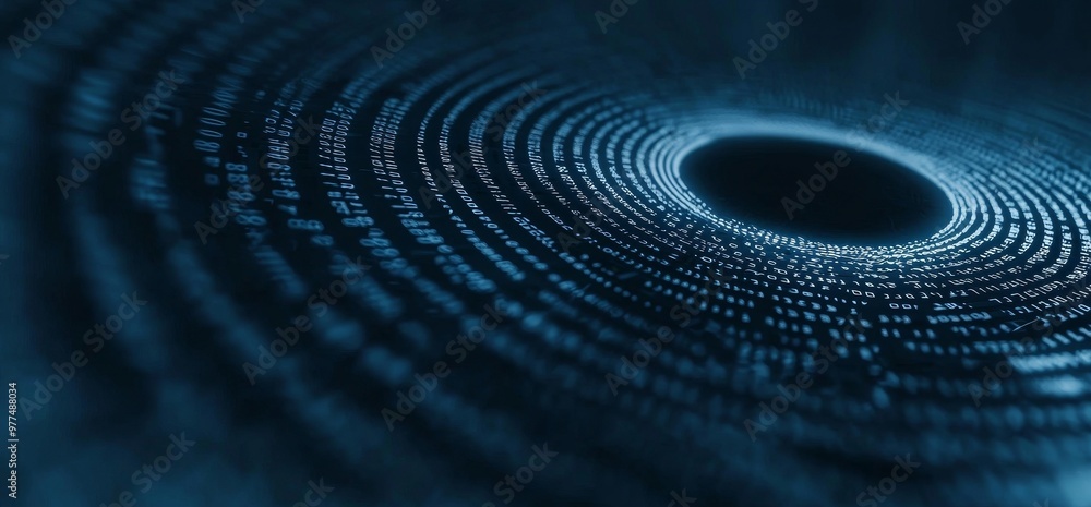 Poster An abstract technology background with an infographic and binary code illustrating a hi-tech digital interface
