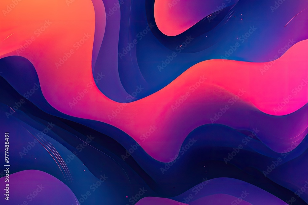 Poster vibrant abstract pattern with flowing waves of pink and blue, perfect for modern design projects and
