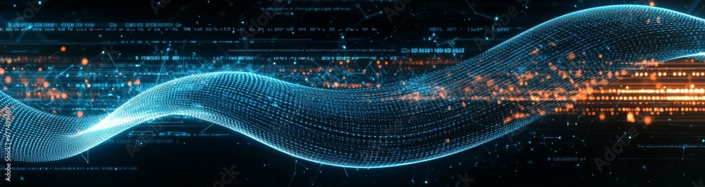 Poster Point wave abstract. Connecting background. Abstract wave. Stock. 3d big data technology.