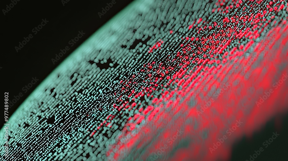 Poster 3D graphic illustration of floating fingerprints between circular HUD elements in a cylinder shape - security scanning identification concept on blue digital background