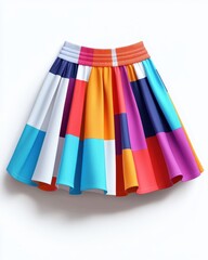 Fototapeta premium Colorful flared skirt featuring vibrant geometric patterns, perfect for adding a pop of color to any outfit.