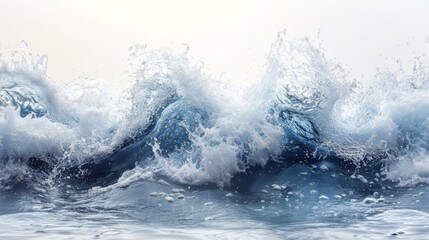Dynamic splash of blue water in motion