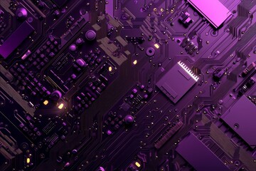 Illustration of a realistic robot or purple cyber armor. Close-up of equipment for mining crypto-bitcoins and ether, as well as video cards and motherboards.