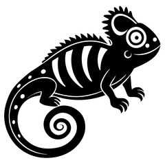 Chameleon with a curling tail and textured scales vector