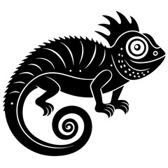 Chameleon with a curling tail and textured scales vector