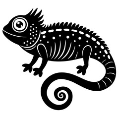 Chameleon with a curling tail and textured scales vector
