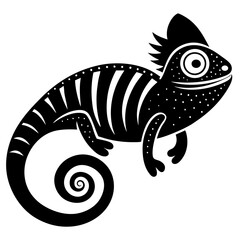 Chameleon with a curling tail and textured scales vector