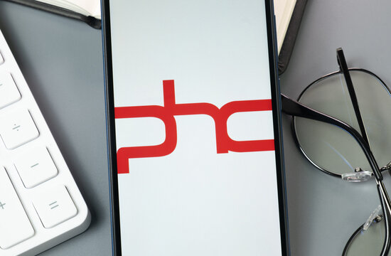 New York, USA - 30 August 2024: PHC Software Logo on Phone Screen, Company Icon on Display