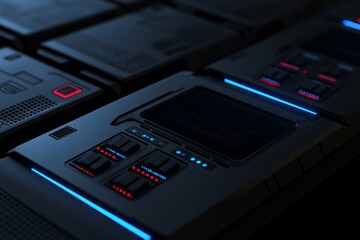 In this concept, high speed loading data is accomplished with a digital blue glowing loading sign in a virtual frame surrounded by a dark abstract technology background.