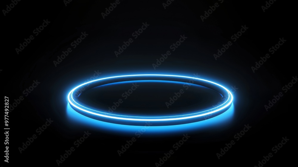 Poster the blue round hologram emits rays of light. the futuristic sci-fi interface glows. we use it for bu