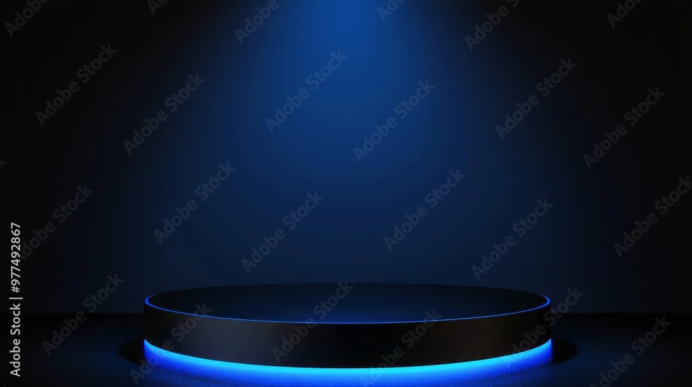 Poster HUD circle interfaces. Blue hologram button. Digital network protection and futuristic concepts of the future. Modern technology innovations in cyberspace. 3D rendering.