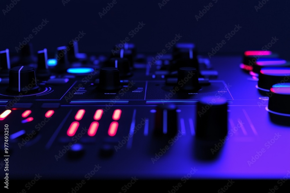 Poster A futuristic abstract background with HUD elements and glowing lights.