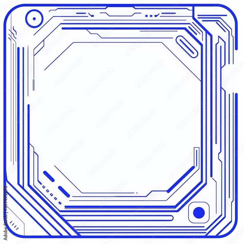 Poster Background of abstract futuristic blue glowing technology sci fi frame with a UI design for a user interface