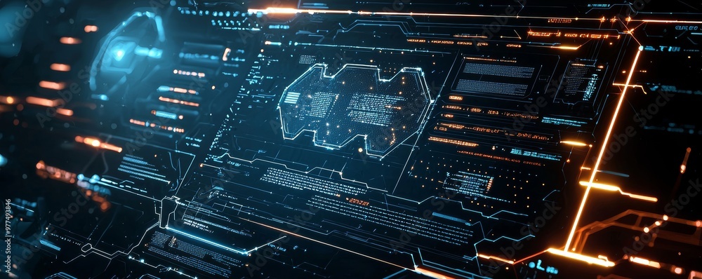 Poster Circuit board concept abstract background image global communication technology information network