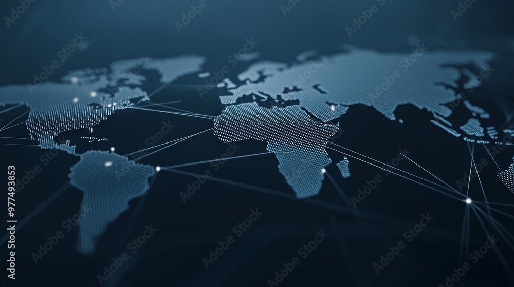 Poster blue background with abstract world map. business ideas background.