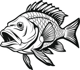 Fototapeta premium Wrasse Fish Engraving Hand Drawn Vector illustration.