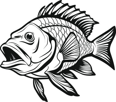 recommend clip art: Wrasse Fish Engraving  Hand Drawn Vector illustration.
