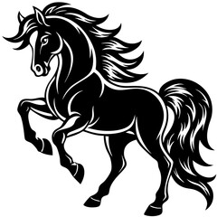Stallion with a flowing mane and strong, powerful stance VECTOR