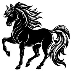 Stallion with a flowing mane and strong, powerful stance VECTOR
