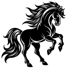 Stallion with a flowing mane and strong, powerful stance VECTOR