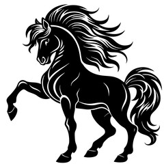 Stallion with a flowing mane and strong, powerful stance VECTOR