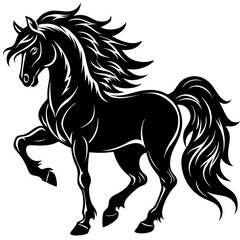 Stallion with a flowing mane and strong, powerful stance VECTOR