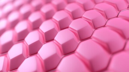 Fototapeta premium Semigloss, Futuristic, tile wallpaper with 3D blocks. 3D rendering. Pink, hexagonal wall background with tiles.