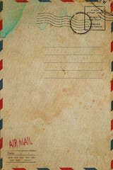 Backside of the old postcard with a dirty stain