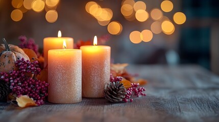 Autumn Candlelight: Cozy Home Decor with Rustic Textures