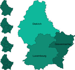 LUXEMBOURG MAP with its administrative divisions and regions	
