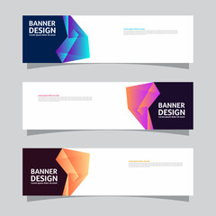 Vector set of landscape banner background design concept. Colorful background business layout template