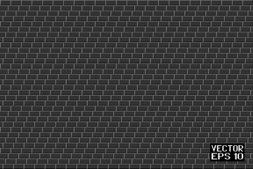 Abstract Black and White Structural Brick Wall. Seamless Geometric Pattern. Solid Stone Surface. Vector. 3D Illustration