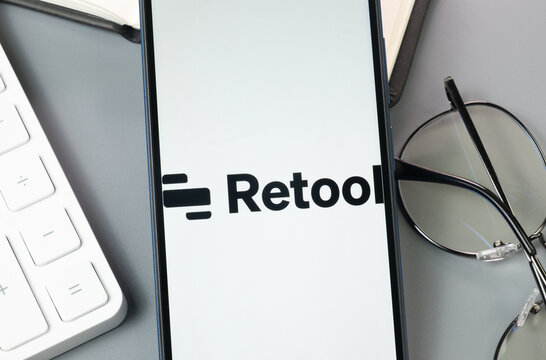 New York, USA - 30 August 2024: Retool Logo on Phone Screen, Company Icon on Display
