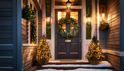 christmas entryway decor welcoming wreath lights