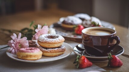 cup of coffee and muffins