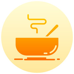 hot soup round gradient vector icon