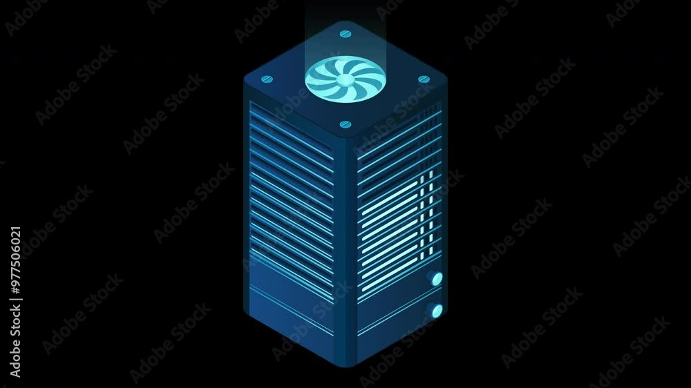 Fototapete isometric futuristic server animation. isometric database or data center. abstract blockchain. compu