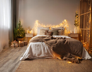 bedroom cozy blankets fairy lights