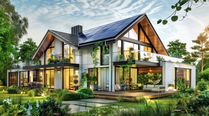 Modern Home with Solar Panels