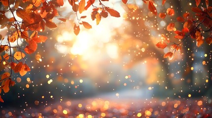 Autumn Leaves Bokeh Background, Fall Nature Photography