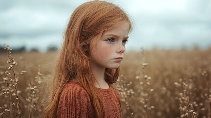 detailed view of a girl playing in a field, showcasing the carefree spirit and adventurous nature of childhood in a beautiful outdoor setting