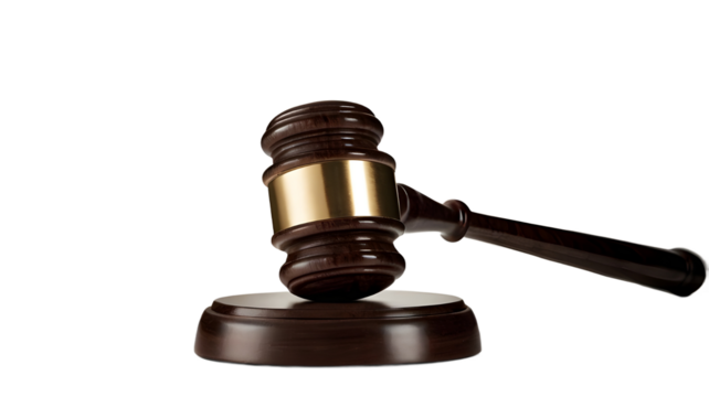 Gavel isolated on white, transparent background 
