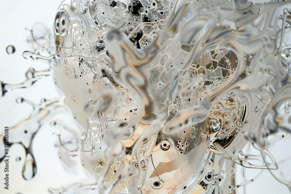 Poster artificial intelligence, ai, cyber brain. digital mind 3d illustration. neural connections and data 